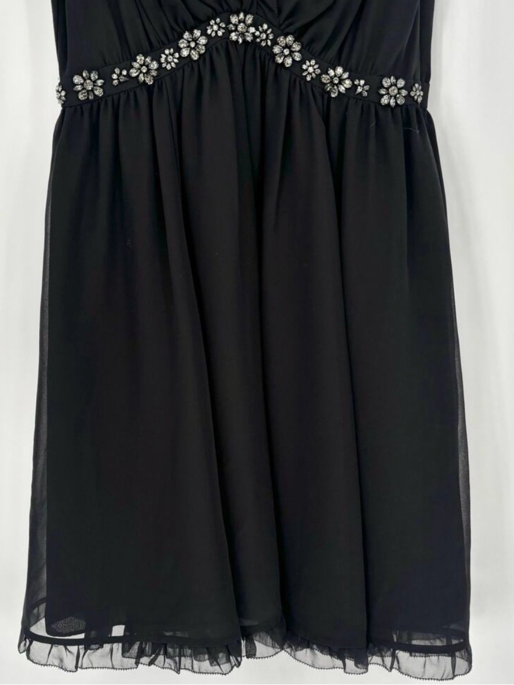 Kate Spade Black Chiffon Embellished Mini Dress Size 2 - Picture 2 of 9